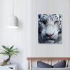 QKZF White Wall Art Wild Animal Portrait Picture Wall Decor Blue Eyed Tiger Prints on Canvas Posters Modern Home Decor for Living Room Kids Room Stretched and Framed Artwork