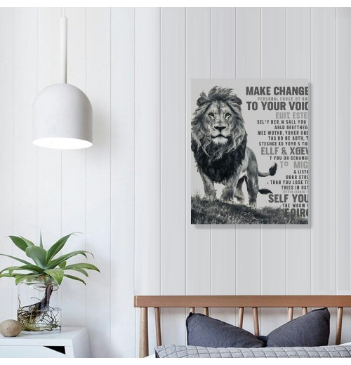 QKZF Canvas Wall Art Pictures for Wall Inspirational Lion Quotes - Painting Wall Décor for Bathroom Bedroom Office Framed Artwork