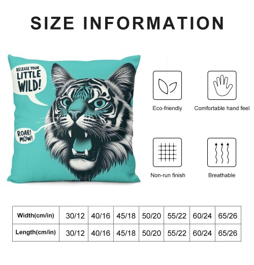 PHYHOO Release Your Little Wild Slogan with Soft Throw pillow Covers Cushion Cover Decor for Sofa Couch Bed Cat Lover Gifts, Cat pillow Cover