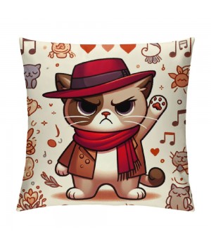 PHYHOO Cute Cat Throw pillow Covers Music Lover Gifts Fan Singer Merch for Women Cat Mom pillow Covers Home Office Couch Sofa Bed Living Room Decor