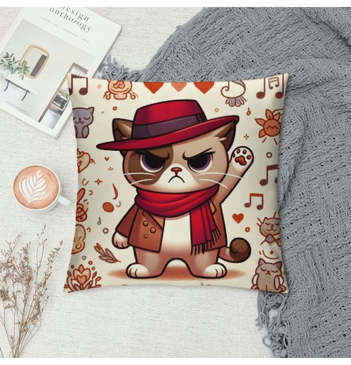 PHYHOO Cute Cat Throw pillow Covers Music Lover Gifts Fan Singer Merch for Women Cat Mom pillow Covers Home Office Couch Sofa Bed Living Room Decor