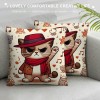 PHYHOO Cute Cat Throw pillow Covers Music Lover Gifts Fan Singer Merch for Women Cat Mom pillow Covers Home Office Couch Sofa Bed Living Room Decor