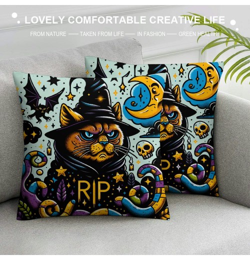 PHYHOO Cute Cat Throw pillow Covers Gifts Fan Singer Merch for Women Cat Mom pillow Covers for Home Office Couch Sofa Bed, Different Double Sides