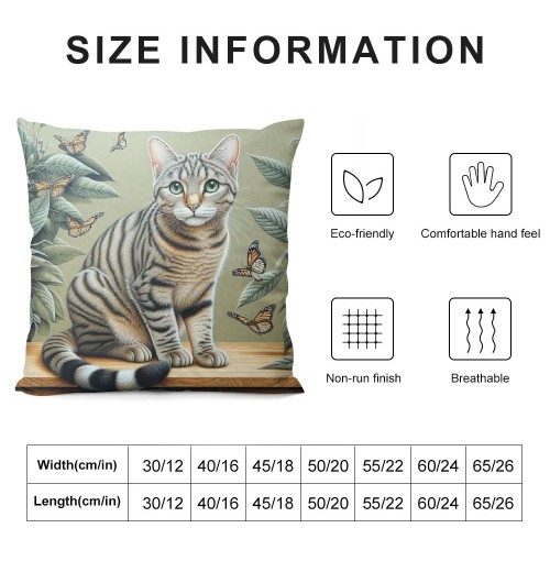 PHYHOO Cute Cat Butterfly pillow CoversLovely Cartoon Pattern Beige Background Throw pillowcase for Home Decor