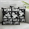 PHYHOO Cat Mom Cat Dad Gift，I Work Hard so My cat can Have a Better Life，Cat Lover Gifts for Men or Women，Great Gift for ， Birthday Gift，Short Plush pillow Covers