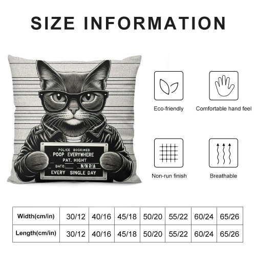 PHYHOO cat Sunglasses Holding Sign Soft Throw pillow Covers Cushion Cover Decor for Sofa Bed Cat Lover Gifts, Cat pillow Cover