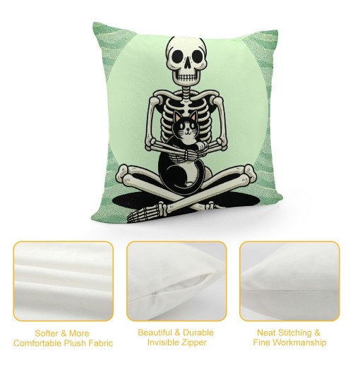 PHYHOO Skull and pillow Covers Hallowmas Thanksgiving Farmhouse Outdoor Throw pillowcase Sofa Decorative Cushion Case（Green）