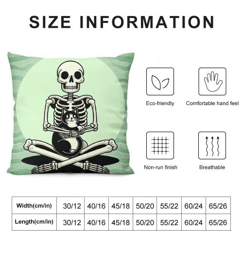 PHYHOO Skull and pillow Covers Hallowmas Thanksgiving Farmhouse Outdoor Throw pillowcase Sofa Decorative Cushion Case（Green）