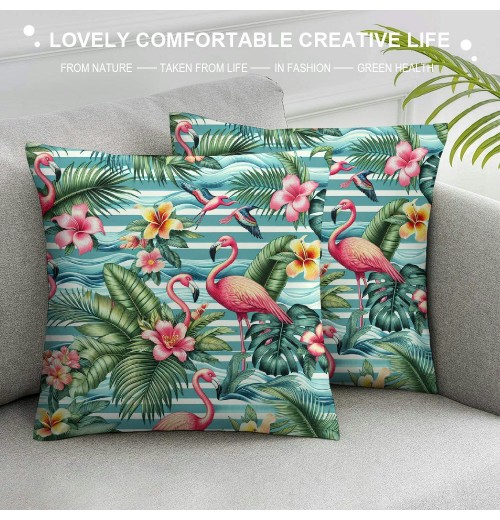 PHYHOO pillow Covers, Flamingo Pattern Design Double-Sided Print Square Cushion Cases for Sofa Bedroom Car Decorative