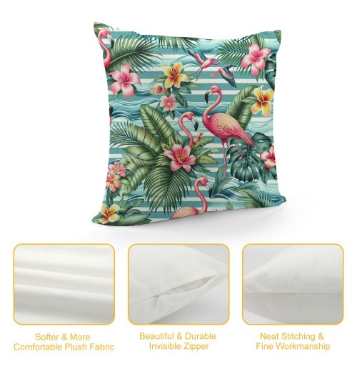 PHYHOO pillow Covers, Flamingo Pattern Design Double-Sided Print Square Cushion Cases for Sofa Bedroom Car Decorative