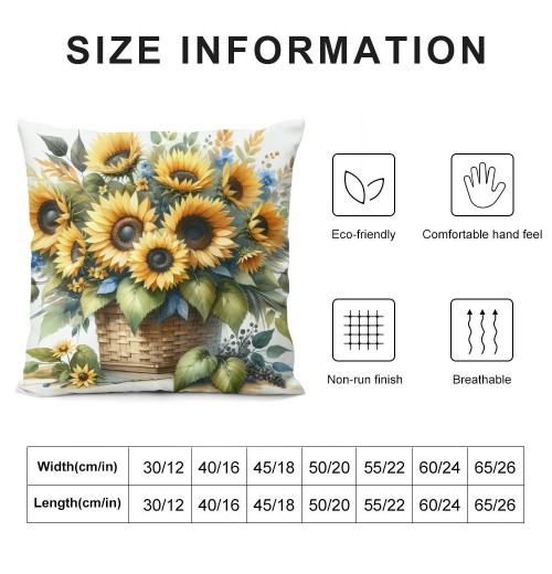 PHYHOO Sunflower pillow Covers Spring Summer Floral pillow Covers Sunflowers with Leaves Farmhouse pillow Case for Sofa Car Patio