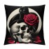 PHYHOO Red Rose Skull and pillow Covers Hallowmas Thanksgiving Farmhouse Outdoor Room Throw pillowcase Short Plush Sofa Couch Decorative Cushion Case