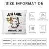 PHYHOO Just a Girl Who Loves Cats Throw pillow Covers Cats Lover Gift，Funny Cat pillowcases, Cat Mom Gifts for Women, Gifts Cat Lady