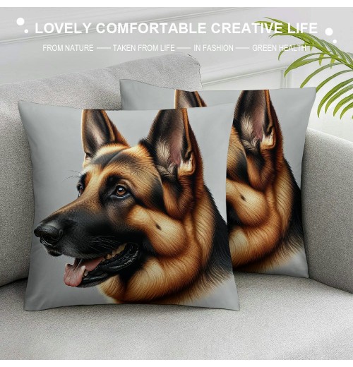 PHYHOO Short Plush pillow Covers,German Shepherd Double-Sided Print Square Cushion Cases for Sofa Bedroom Car Decorative