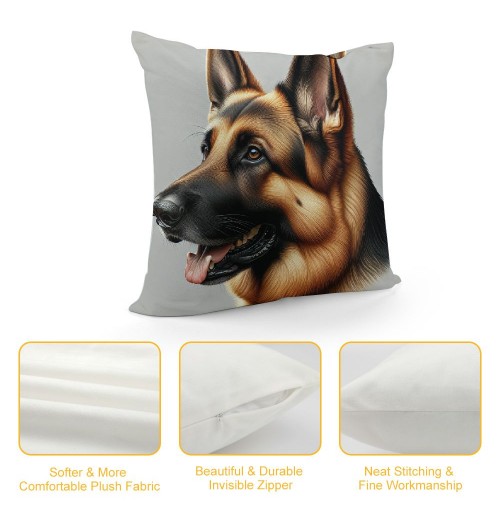 PHYHOO Short Plush pillow Covers,German Shepherd Double-Sided Print Square Cushion Cases for Sofa Bedroom Car Decorative