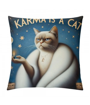 PHYHOO Cute Cat Throw pillow Covers Fan Singer for Women Cat Mom Teacher pillow Covers Home Office Couch Sofa Bed Living Room Decor