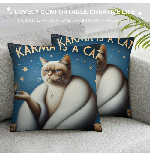 PHYHOO Cute Cat Throw pillow Covers Fan Singer for Women Cat Mom Teacher pillow Covers Home Office Couch Sofa Bed Living Room Decor