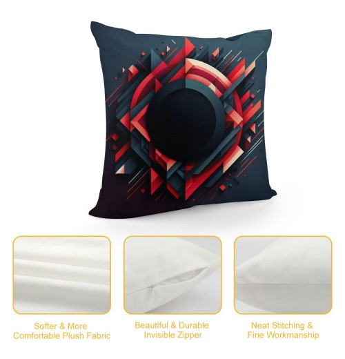 PHYHOO Short Plush pillow Covers,Red and Black Abstract Background Double-Sided Print Square Cushion Cases for Sofa Bedroom Car Decorative