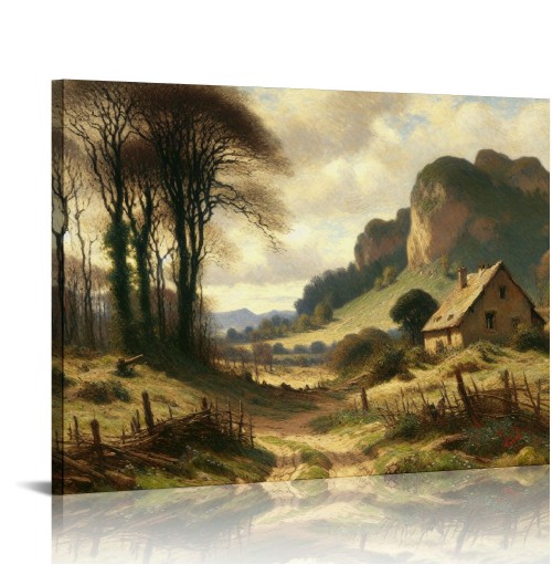 QKZF Canvas Wall Art Room Decor, Vintage Outskirts Country Road Paintings Prints, Rustic Farmhouse Wall Art for Bedroom Bathroom Wall Decor