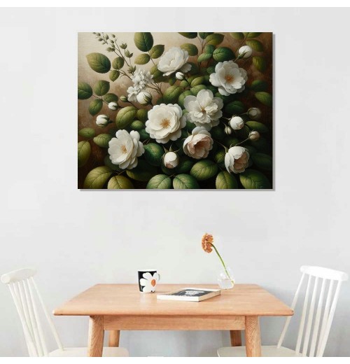 QKZF Canvas Wall Art for Living Room Decor, Vintage Floral Painting Wall Art Prints Rustic Farmhouse Bedroom Bathroom Decor