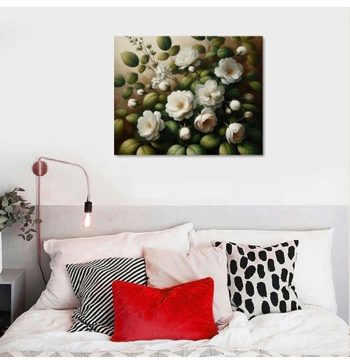 QKZF Canvas Wall Art for Living Room Decor, Vintage Floral Painting Wall Art Prints Rustic Farmhouse Bedroom Bathroom Decor