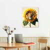 QKZF Canvas Wall Art,Lion Sunflower Print Canvas Painting for Bedroom Living Room Kitchen Bathroom Corridor Dining Room Hotel Decor