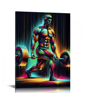 QKZF Canvas Wall Art,Man Lifting Weights Print Canvas Painting for Bedroom Living Room Kitchen Bathroom Corridor Dining Room Hotel Decor