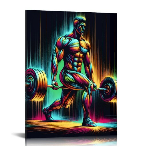 QKZF Canvas Wall Art,Man Lifting Weights Print Canvas Painting for Bedroom Living Room Kitchen Bathroom Corridor Dining Room Hotel Decor