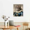 QKZF Canvas Wall Art,Cat In Oil Painting Print Canvas Painting for Bedroom Living Room Kitchen Bathroom Corridor Dining Room Hotel Decor