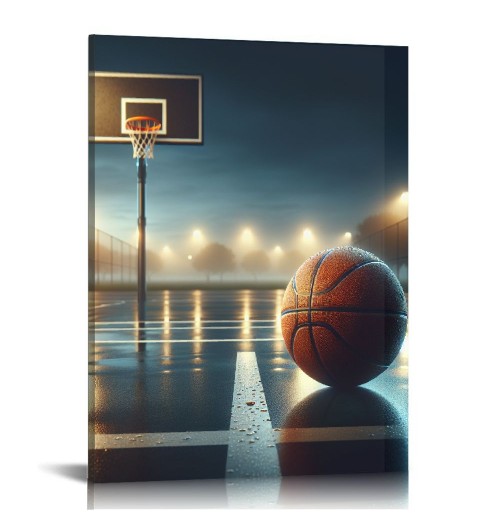 QKZF Canvas Wall Art,Basketball Court Print Canvas Painting for Bedroom Living Room Kitchen Bathroom Corridor Dining Room Hotel Decor