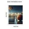 QKZF Canvas Wall Art,Basketball Court Print Canvas Painting for Bedroom Living Room Kitchen Bathroom Corridor Dining Room Hotel Decor