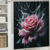 Shangniulu Modern Style Printed Shower Curtain, Waterproof With Hooks, Romantic Floral Bathroom Decoration Shower Curtain