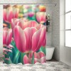 Shangniulu Modern Style Printed Shower Curtain, Waterproof With Hooks, Romantic Floral Bathroom Decoration Shower Curtain