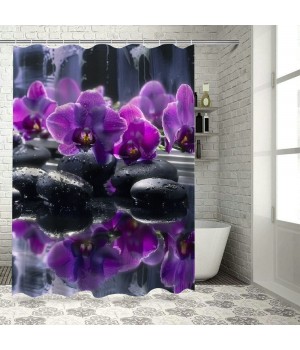 Shangniulu Printed Shower Curtain, Flowers Close-Up Image Tarp Shower Curtain With Hooks