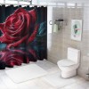 Shangniulu Modern Style Printed Shower Curtain, Bright Red Rose Bathroom Decorative Shower Curtain, Modern Tarp Shower Curtain With Hooks