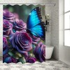 Shangniulu Butterfly Shower Curtains for Bathroom, Romantic Flower Shower Curtains Set for Bathroom Decor