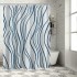 Shangniulu Shower Curtain for Bathroom with Hooks,Without Odor Polyester Fiber Material,Navy Blue Stripe Bathroom Decorative Shower Curtains Water Repellent Washable