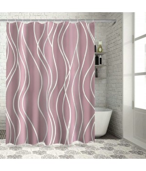 Shangniulu Pink Shower Curtain for Bathroom with Hooks Shower Curtain Set,White Stripe Bath Curtains Decorative Shower Curtains Water Repellent Washable