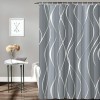 Shangniulu Light Gray Shower Curtain for Bathroom with Hooks,Without Odor Polyester Fiber Material,White Stripe Bathroom Decorative Shower Curtains Water Repellent Washable