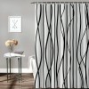 Shangniulu Black and White Striped Wavy Line Fabric Shower Curtain for Bathroom, Weighted Hem,Waterproof Bath Accessories Hotel Style