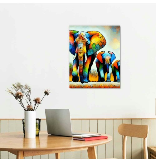 QKZF Textured Canvas Wall Art for Living Room, Canvas Wall Art Framed Oil Painting Elephant Artwork Modern Wall Decor Pictures Bathroom Bedroom Home Office Decor