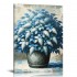 QKZF Blue Floral Canvas Wall Art for Living Room, Oil Painting Floral Artwork Modern Blue Flowers Picture Wall Decor Framed Bathroom Bedroom Home Office