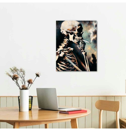 QKZF Skull of a with Burning Cigarette, Canvas Wall Art for Home Decor and Wall Decor Post-impressionism Canvas Prints Pictures Artwork