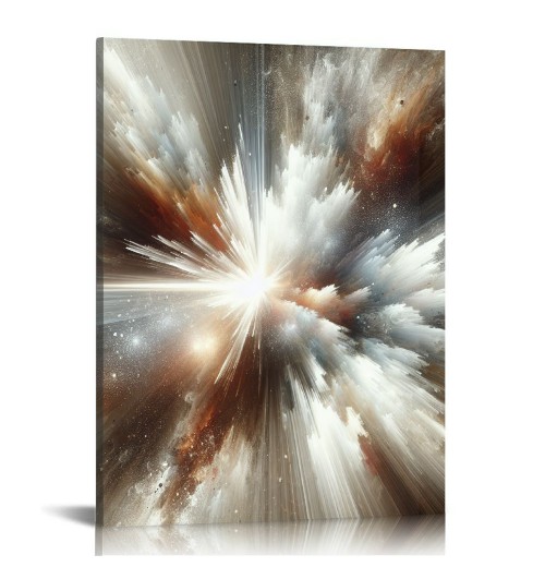 QKZF Abstract Canvas Wall Art for Living Room, Silver Oil Painting Framed Textured Radiant Artwork Modern Wall Decor Pictures Poster Bathroom Bedroom Home Office