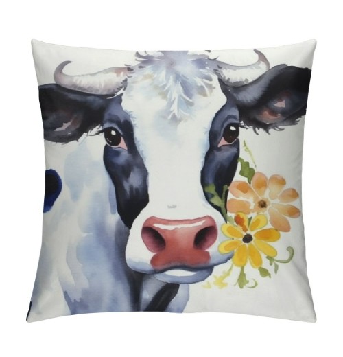 PHYHOO Cow Daisy Throw pillow Cover Double-Sided Farm Throw pillowcase for Couch Sofa Bed Bedroom Car Living Decor