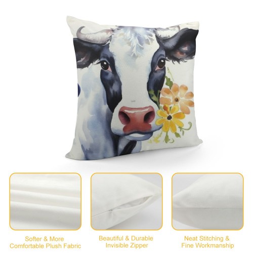 PHYHOO Cow Daisy Throw pillow Cover Double-Sided Farm Throw pillowcase for Couch Sofa Bed Bedroom Car Living Decor