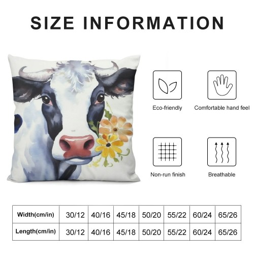 PHYHOO Cow Daisy Throw pillow Cover Double-Sided Farm Throw pillowcase for Couch Sofa Bed Bedroom Car Living Decor