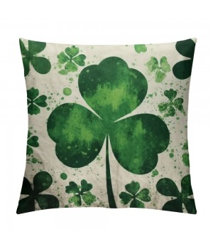 PHYHOO Watercolor Throw pillow Cover, Big Green Clover&nbsp;St Patrick's Day Cushion Case Cover pillowcase Decoration for Sofa Couch (WS-Lucky, 18"X18")