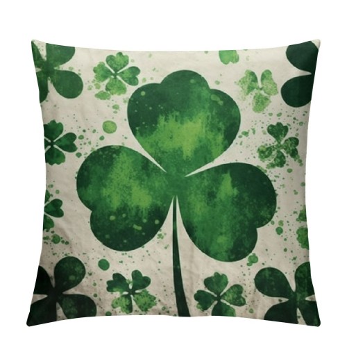 PHYHOO Watercolor Throw pillow Cover, Big Green Clover&nbsp;St Patrick's Day Cushion Case Cover pillowcase Decoration for Sofa Couch (WS-Lucky, 18"X18")