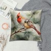 PHYHOO  pillow Covers Cardinal Birds Stand on The Tree Branch Decorative Throw pillow Case Cushion Cover for Sofa Car Couch 18" x 18" Super Soft Ink Painting pillowslip (Red Birds)